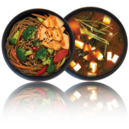 Лапша соба с курицей и овощами в соусе "WОK"+ "Мисо" суп Классический