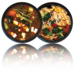 Udon Noodles with Chicken and Vegetables in "WOK" sauce + "Miso" soup Classic